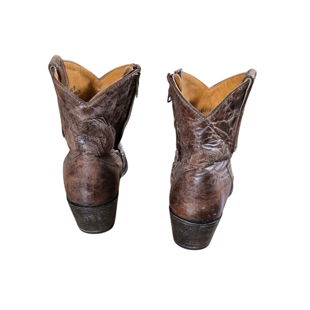 Old Gringo Eagle Swarovski Crystal Brown Distressed Leather Zip Up Boots Size 10 - Picture 6 of 8
